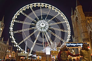 Roue de paris ferry wheel in Ghent, Christmas