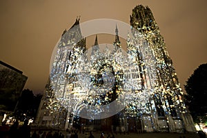 Rouen - The cathedral at night