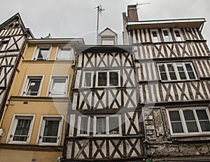 Rouen, Normandy, France, Europe - townhouses lookingup. photo