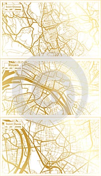 Rouen, Saint Denis and Saint Etienne France City Map Set