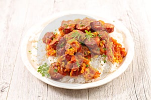 Rougail saucisse, creole dish with sausage