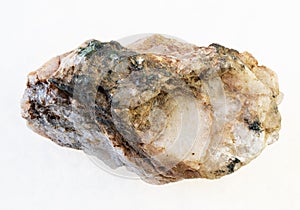 rough albite (plagioclase feldspar) stone on white photo
