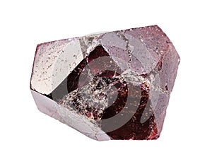 rough Almandine garnet crystal isolated on white
