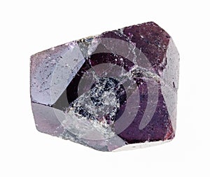 rough Almandine ) garnet crystal on white