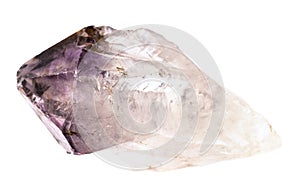 rough amethyst quartz crystal isolated on white