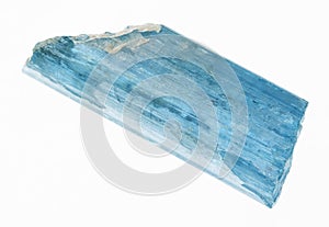 rough aquamarine (blue beryl) crystal on white photo