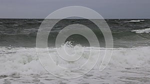 Rough Atlantic Ocean waves as a storm gets close to Long Island New York