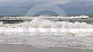 Rough Atlantic Ocean waves due to tropical storm off shore