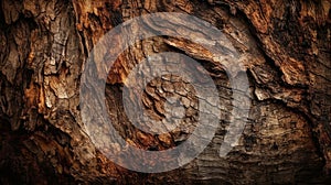 Rough and barky textures tree trunk. AI generated photo