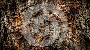 Rough and barky textures tree trunk. AI generated