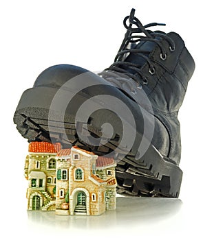 Rough boot treads on houses
