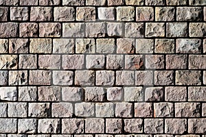 Rough brick blocks of a worn wall, Molenbeek, Brussels Capital, Belgium