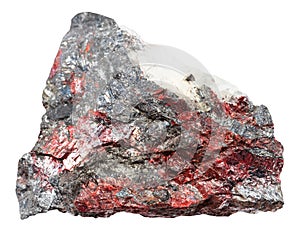 rough cinnabar and stibnite on fluorite mineral