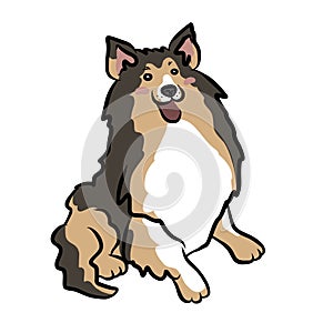 Rough Collie dog cartoon vector illustration