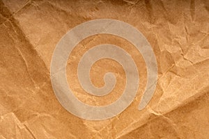 Rough crumpled kraft paper, old paper texture for the background, top view