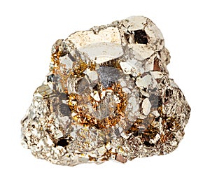 rough crystalline Pyrite rock isolated