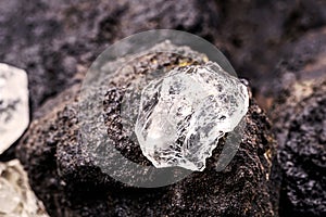 Rough diamond, precious stone in mines. Concept of mining and extraction of rare ores