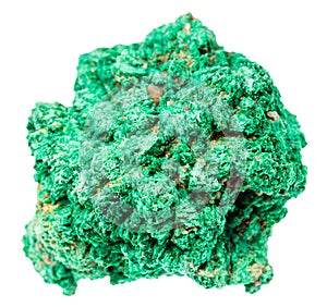 rough druse of malachite mineral isolated