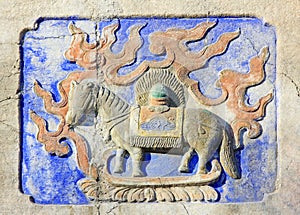 rough embossment in a temple