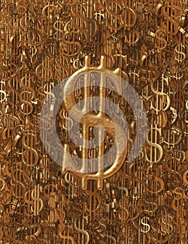 Rough Gold Metallic (USD) Dollar Symbol Background