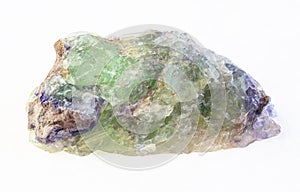 rough green Beryl with Alexandrite stone on white photo