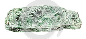 rough green kyanite mineral isolated on white