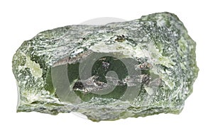 rough green nephrite mineral isolated on white