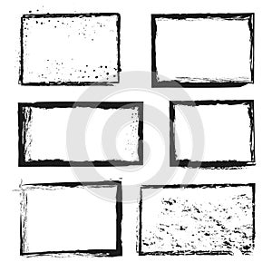 Rough grunge distressed ink vector image border frames