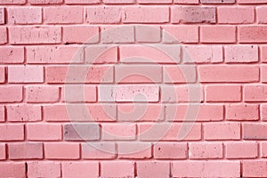 Rough grunge pink brick wall texture background. Old light stone, brickwork