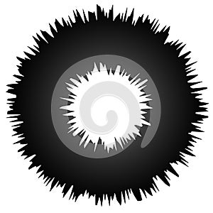 Rough grungy abstract circle element, circular distorted ring, d