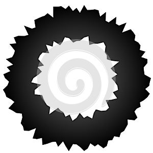 Rough grungy abstract circle element, circular distorted ring, d