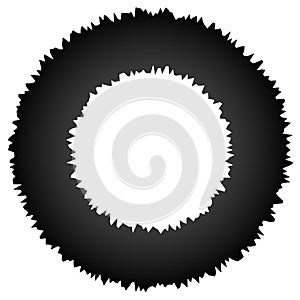 Rough grungy abstract circle element, circular distorted ring, d