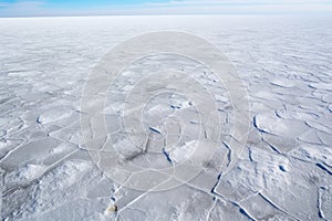 rough ice surface after snowfall