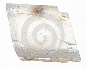 rough iceland crystal (iceland spar ) on white