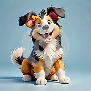 Rough lassie border collie puppy dog happy cartoon pet
