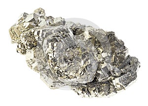 rough Marcasite (white iron pyrite) stone on white