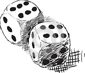 Rough monochrome sketch - two dices