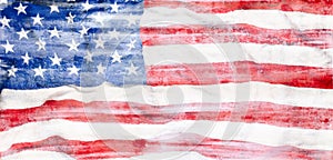 Rough painted American flag  and USA abstract patriotism background or wallpaper