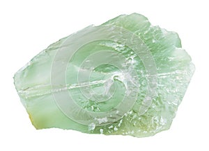 rough Prase (green quartz) stone isolated