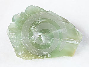 rough Prase (green quartz) stone on white