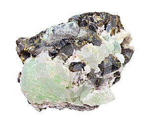 rough Prehnite in Epidote crystals isolated