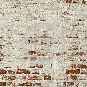 Rough Red Brick Wall With White Plaster Frame Background