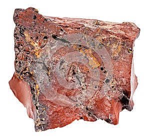 rough red brown mookaite mineral isolated
