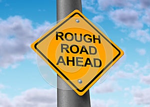 Rough road ahead street sign