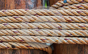 Rough rope on wood