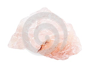 rough Rose quartz rock isolated on white