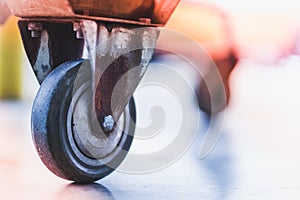 Rough and rustic wheel of shopping cart