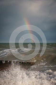 Rough sea and raibow No.2