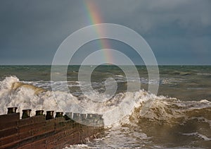 Rough sea and rainbow No.1