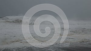 Rough sea during storm, panning